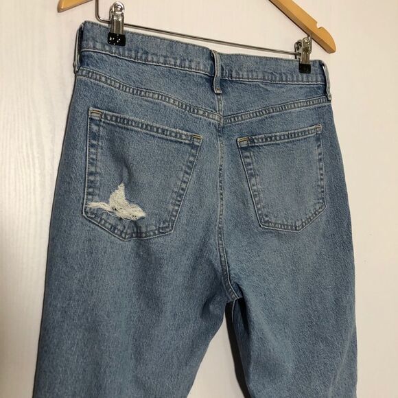 Gap Jeans Womens 10 R Cheeky Straight High Rise Light Wash Distressed Raw Hem - Picture 9 of 14